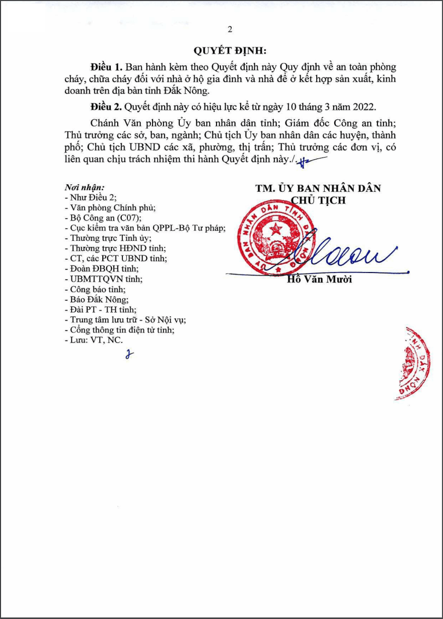 PCCC tỉnh Đắk Nông: Quy định số 09/2022/QĐ-UBND tỉnh Đắk Nông, ngày 21/02/2022,