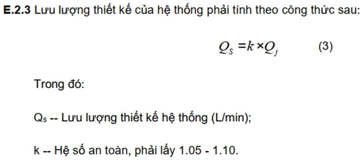 HƯỚNG DẪN THIẾT KẾ HỆ THỐNG CCTĐ PHUN SƯƠNG 15 Lưu lượng thiết kế của hệ thống