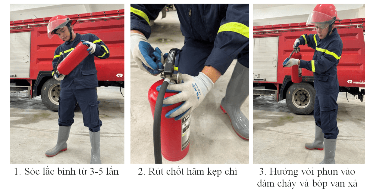 Hướng dẫn sử dụng bình chữa cháy xách tay 5 Hướng dẫn sử dụng bình bột chữa cháy xách tay