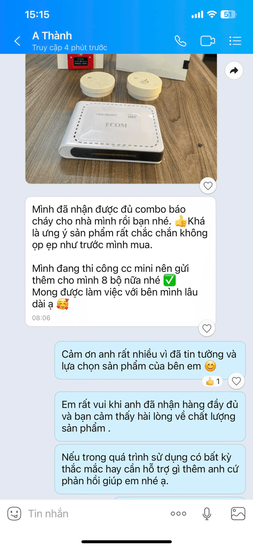 Thiết bị báo cháy không dây FireSmart 37 danh gia khach hang 6 - pccc.vn