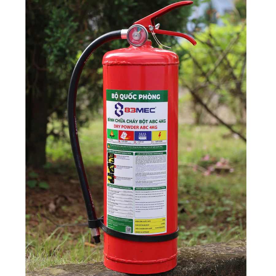 Bình chữa cháy bột ABC 4kg 83MEC 2 Bình chữa cháy bột ABC 4kg 83MEC nhìn nghiêng