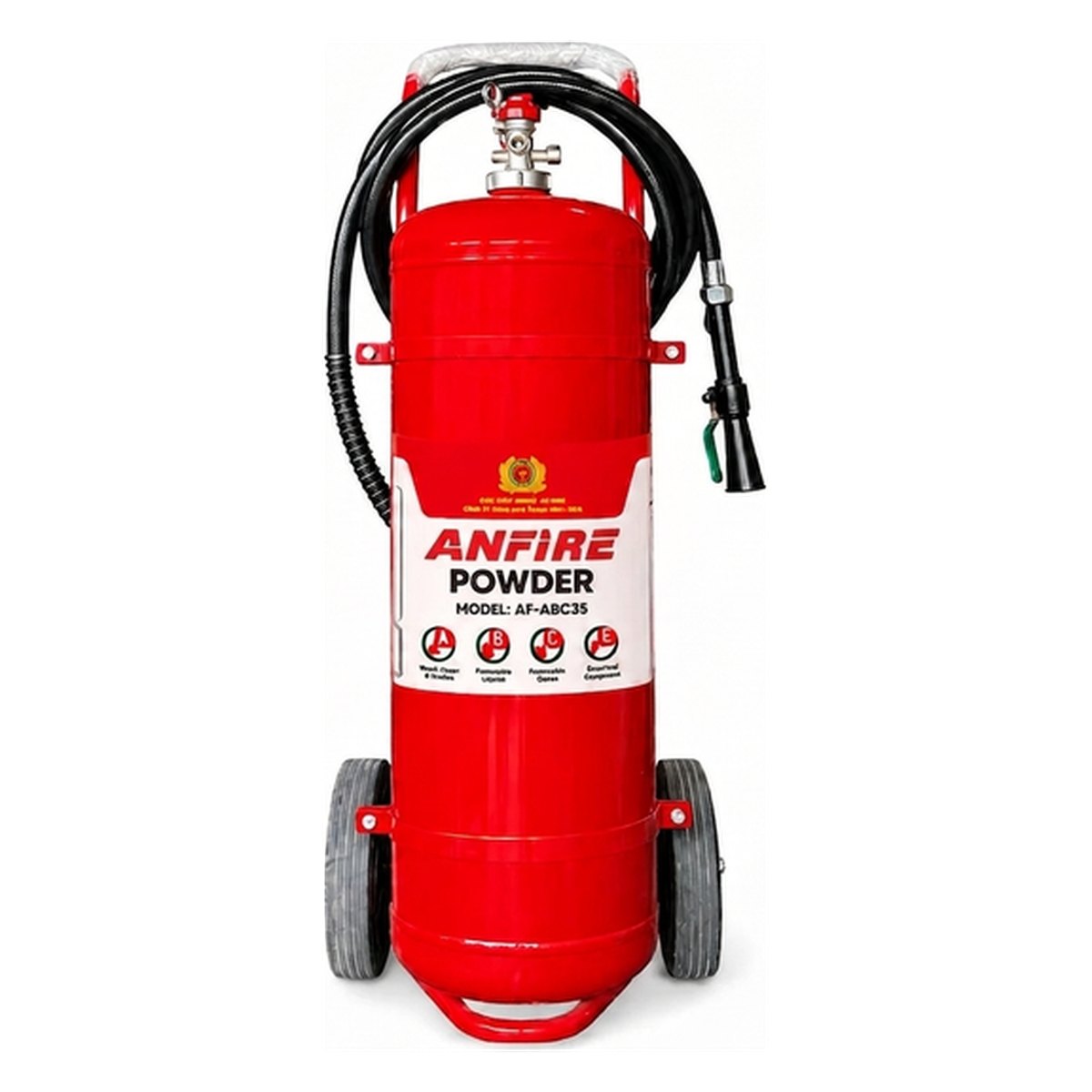 Bình chữa cháy bột ABC 35kg xe đẩy Defire 2 Bình chữa cháy bột ABC 35kg xe đẩy Anfire AF-ABC35 tương đương Defire DF-ABC35
