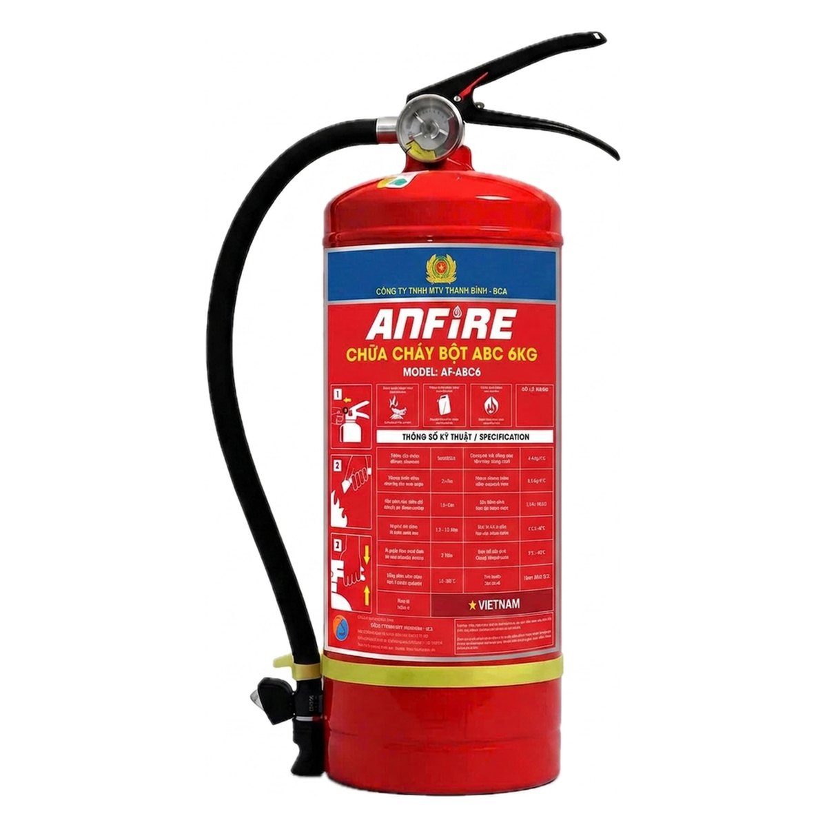 Bình chữa cháy bột ABC 6kg Defire 3 Bình chữa cháy bột ABC 6kg Anfire AF-ABC6 tương đương Defire DF-ABC6