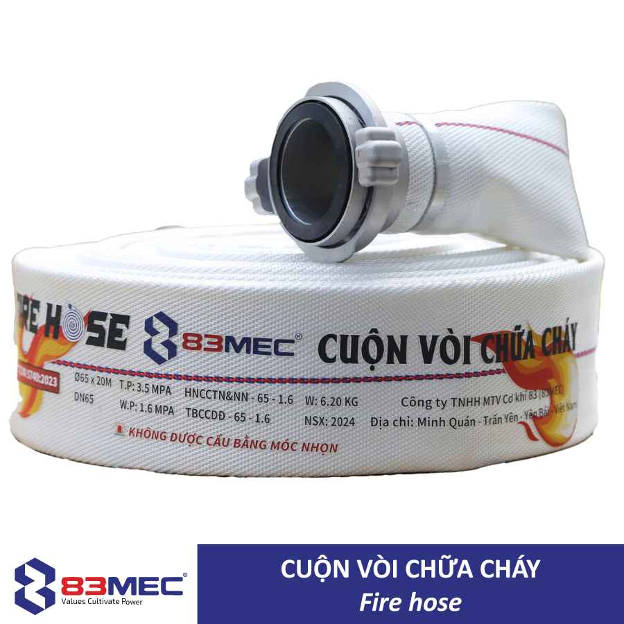 Cuộn vòi chữa cháy DN50, DN65 83MEC 1 Cuộn vòi chữa cháy DN50 DN65 83MEC dài 20m