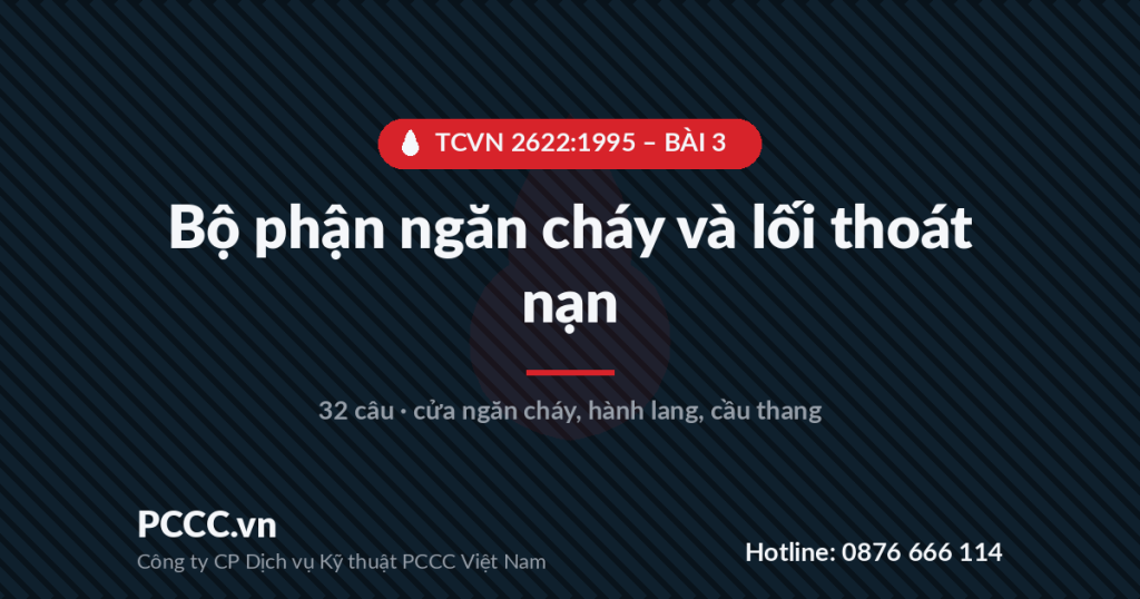 Trắc nghiệm TCVN 2622:1995 - Bài 3: Các bộ phận ngăn cháy và lối thoát nạn 1 TCVN 2622:1995 - BÀI 3 - Bộ phận ngăn cháy và lối thoát nạn
