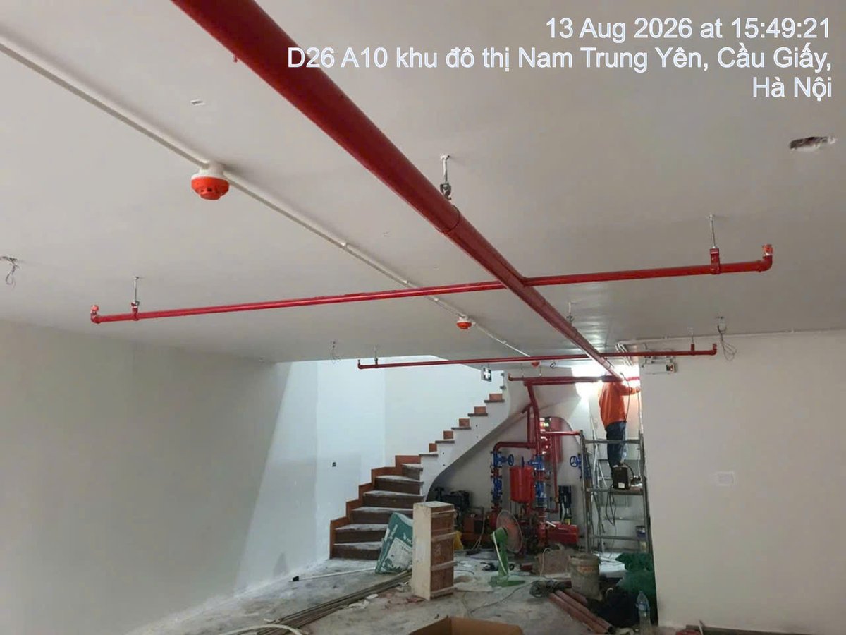Thiết Bị PCCC Cho Nhà Hàng: Tư Vấn, Báo Giá, Lắp Đặt 6 Thi công lắp đặt hệ thống sprinkler và báo cháy tại nhà hàng burger, D26 A10 khu đô thị Nam Trung Yên, Cầu Giấy, Hà Nội