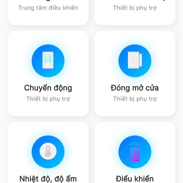 Màn hình danh sách thiết bị trên ứng dụng báo cháy không dây Tháng 8